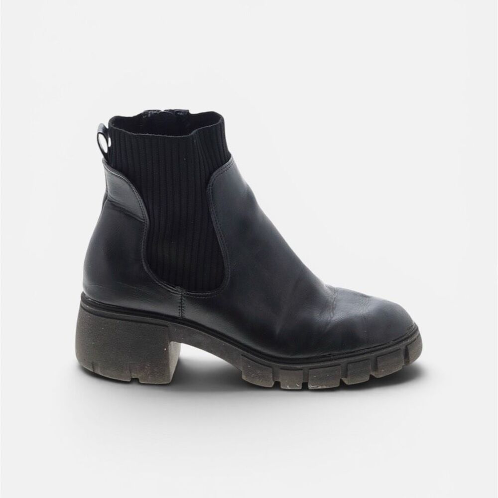 Universal Thread Black Combat Boots Chunky Lug Sole Zipper Sock 7.5